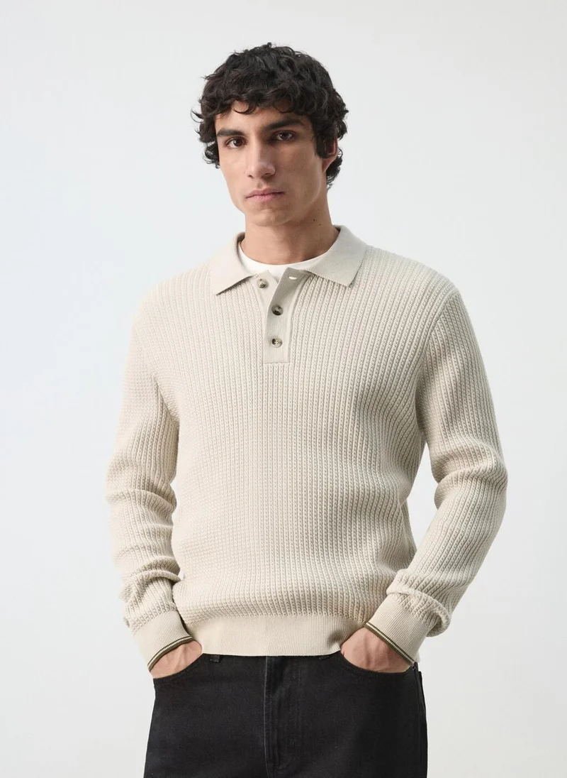 مانجو مان كنزة محبوكة بضفائر من مزيج القطن